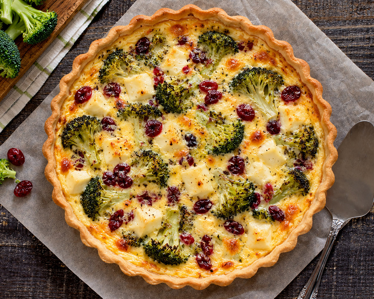 Broccoli, Wensleydale & Cranberry Quiche (V)