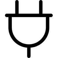Black electrical plug icon on a white background